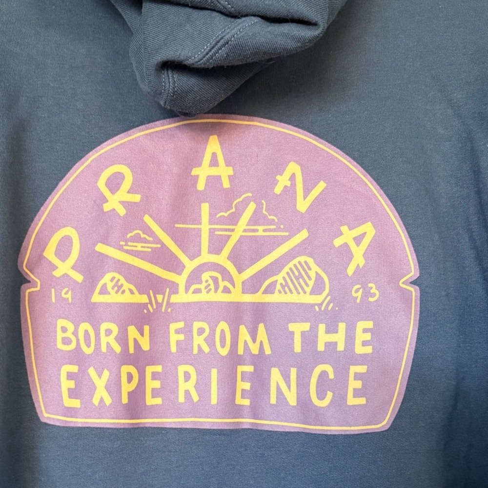 Prana Mens Born From The Experience Graphic Hoodie Navy Blue Gorpcore Sz Medium - Picture 3 of 8